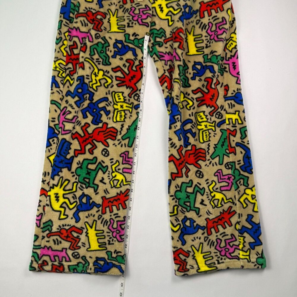 Keith Haring Ripple Junction Fleece Pants Medium Tan Lounge Pop Art - Picture 6 of 7